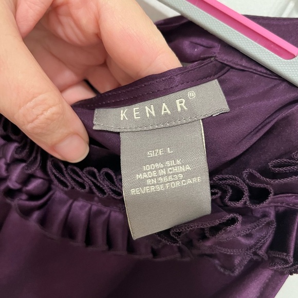KENAR Silk Purple Blouse Size L - Picture 7 of 9